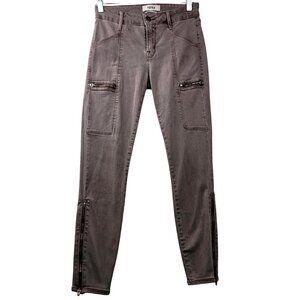 Pistola Womens Cargo Pants Gray Denim Utility Ankle Zipper Pocket Details Sz 26